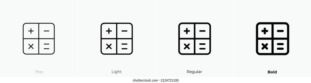 calculator alt icon. Thin, Light Regular And Bold style design isolated on white background