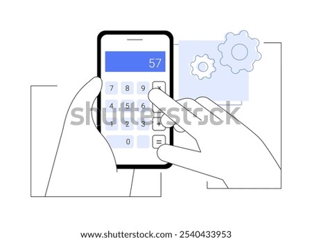 Calculator app isolated cartoon vector illustrations. Businessman holding smartphone and using calculator application, modern IT technology, smart accounting process vector cartoon.