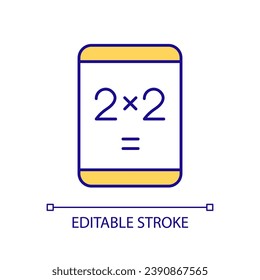 Calculator app on tablet computer RGB color icon. Software for education and business. Digital accounting tools. Isolated vector illustration. Simple filled line drawing. Editable stroke