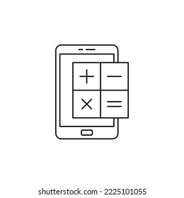 Calculator app phone icon in line style icon, isolated on white background