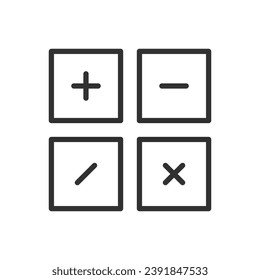 Icono de aplicación de la calculadora, estilo lineal. Línea con trazo editable