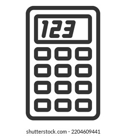 Calculator for arithmetic calculations - icon, illustration on white background, outline style