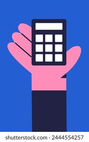 Rechner. Künstliche Intelligenz hilft bei finanziellen Berechnungen. Flache Vektorillustration.