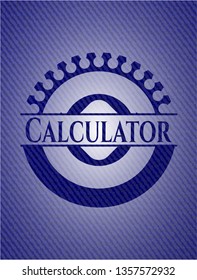 Calculator badge with denim texture