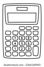 Calculator - Basic Analog Stationary Doodle Clipart on Top View for Calculating Saving, Finance, Account and Economy Concept
