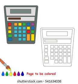 Calculator to be colored, the coloring book to educate preschool kids with easy kid educational gaming and primary education of simple game level.