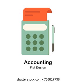 Calculator and bill Flat vector Illustration