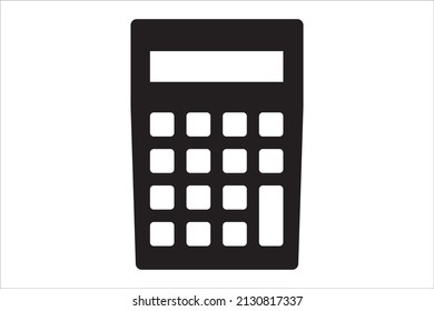 Icono plano negro de la calculadora. Ilustración simple calculadora aislada en fondo blanco.