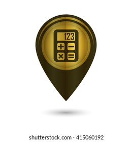 calculator - black vector icon; golden  map pointer