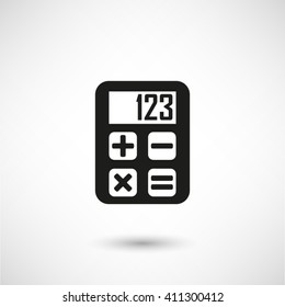 calculator - black vector  icon with shadow