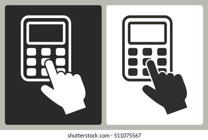 Calculator - black and white icons. Vector illustration.