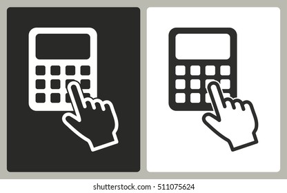 Calculator - black and white icons. Vector illustration.
