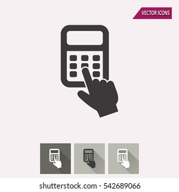 Calculator - black and white icons. Vector illustration.
