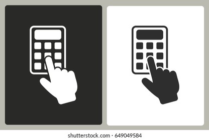 Calculator - black and white vector icons. Illustration isolated for graphic and web design.