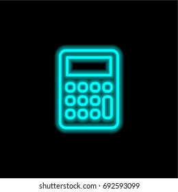Calculator blue glowing neon ui ux icon. Glowing sign logo vector