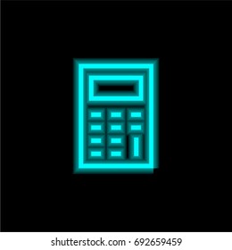 Calculator blue glowing neon ui ux icon. Glowing sign logo vector