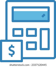 Calculator Blue Icon - Single Icon, Vector