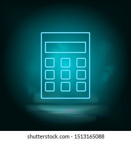 Calculator blue neon vector icon. Simple element illustration from map and navigation concept. Calculator blue neon vector icon. Real estate concept vector illustration.