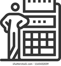 Calculator, bold line stick figure icon. The illustration is vector, editable stroke, 48x48 pixel perfect. Crafted with precision and eye for quality.