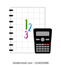 Calculator with a book icon. Math class symbol