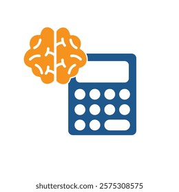 calculator and brain logo template illustration