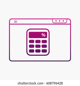 Calculator and Browser Icon. Flat Isolated Graphic Vector Outline Design Style