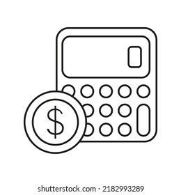 Calculator, business concept line icon. Simple element illustration. Calculator, business concept outline symbol design from business set. Can be used for web and mobile on white background