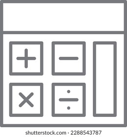 Calculator Business icon with black outline style. accounting, financial, money, calculation, mathematics, digital, technology. Vector illustration