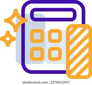 Calculator business icon collection with purple orange outline style. symbol, set, web, line, technology, internet, design. Vector Illustration