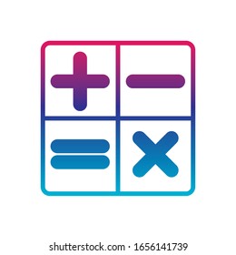 Calculator buttons gradient line style icon design, Mathematics finance device electronic education office object and accounting theme Vector illustration