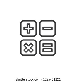 Calculator buttons line icon. linear style sign for mobile concept and web design. Basic math operations buttons outline vector icon. Symbol, logo illustration. Pixel perfect vector graphics