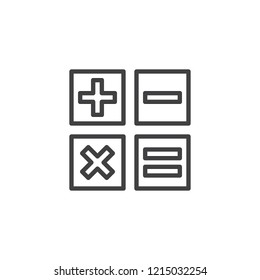 Calculator buttons outline icon. linear style sign for mobile concept and web design. Mathematical calculation simple line vector icon. Symbol, logo illustration. Pixel perfect vector graphics