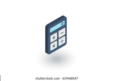 Calculator, calc isometric flat icon. 3d vector colorful illustration. Pictogram isolated on white background