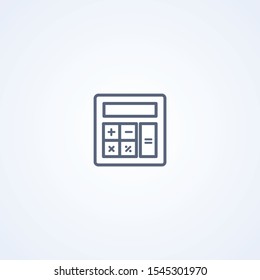 Calculator, calculate, vector best gray line icon on white background, EPS 10