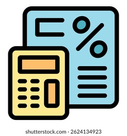 Calculator is calculating a percentage symbol representing the concept of calculating percentage