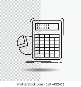 calculator, calculation, math, progress, graph Line Icon on Transparent Background. Black Icon Vector Illustration