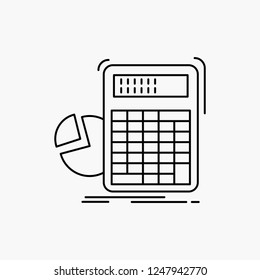 calculator, calculation, math, progress, graph Line Icon. Vector isolated illustration