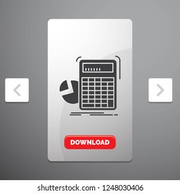 calculator, calculation, math, progress, graph Glyph Icon in Carousal Pagination Slider Design & Red Download Button