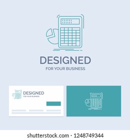 calculator, calculation, math, progress, graph Business Logo Line Icon Symbol for your business. Turquoise Business Cards with Brand logo template