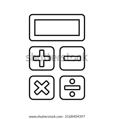 Calculator, calculation outline icon. Line art vector.