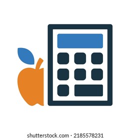 Calculadora, caloría, ícono de dieta. Logo de vector modificable.
