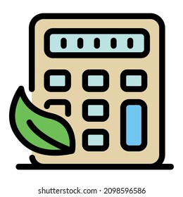 Calculator Calories Icon. Outline Calculator Calories Vector Icon Color Flat Isolated