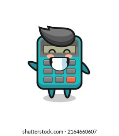 calculator cartoon character doing wave hand gesture , cute style design for t shirt, sticker, logo element
