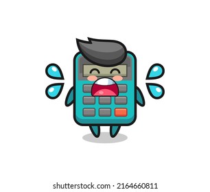 calculator cartoon illustration with crying gesture , cute style design for t shirt, sticker, logo element