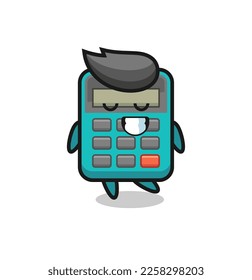 calculator cartoon illustration with a shy expression , cute style design for t shirt, sticker, logo element