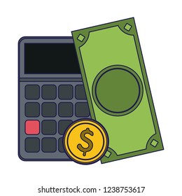 Calculator with cash and coin