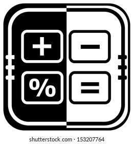 Calculator cash register- on black and white button
