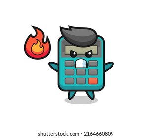 calculator character cartoon with angry gesture , cute style design for t shirt, sticker, logo element