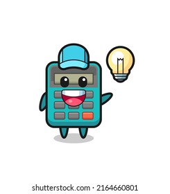 calculator character cartoon getting the idea , cute style design for t shirt, sticker, logo element