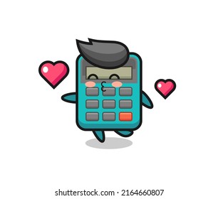 calculator character cartoon with kissing gesture , cute style design for t shirt, sticker, logo element